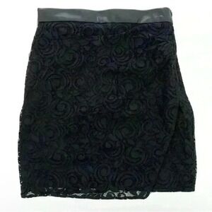 ZARA Black Lace Faux Leather Trim Mini Skirt XS